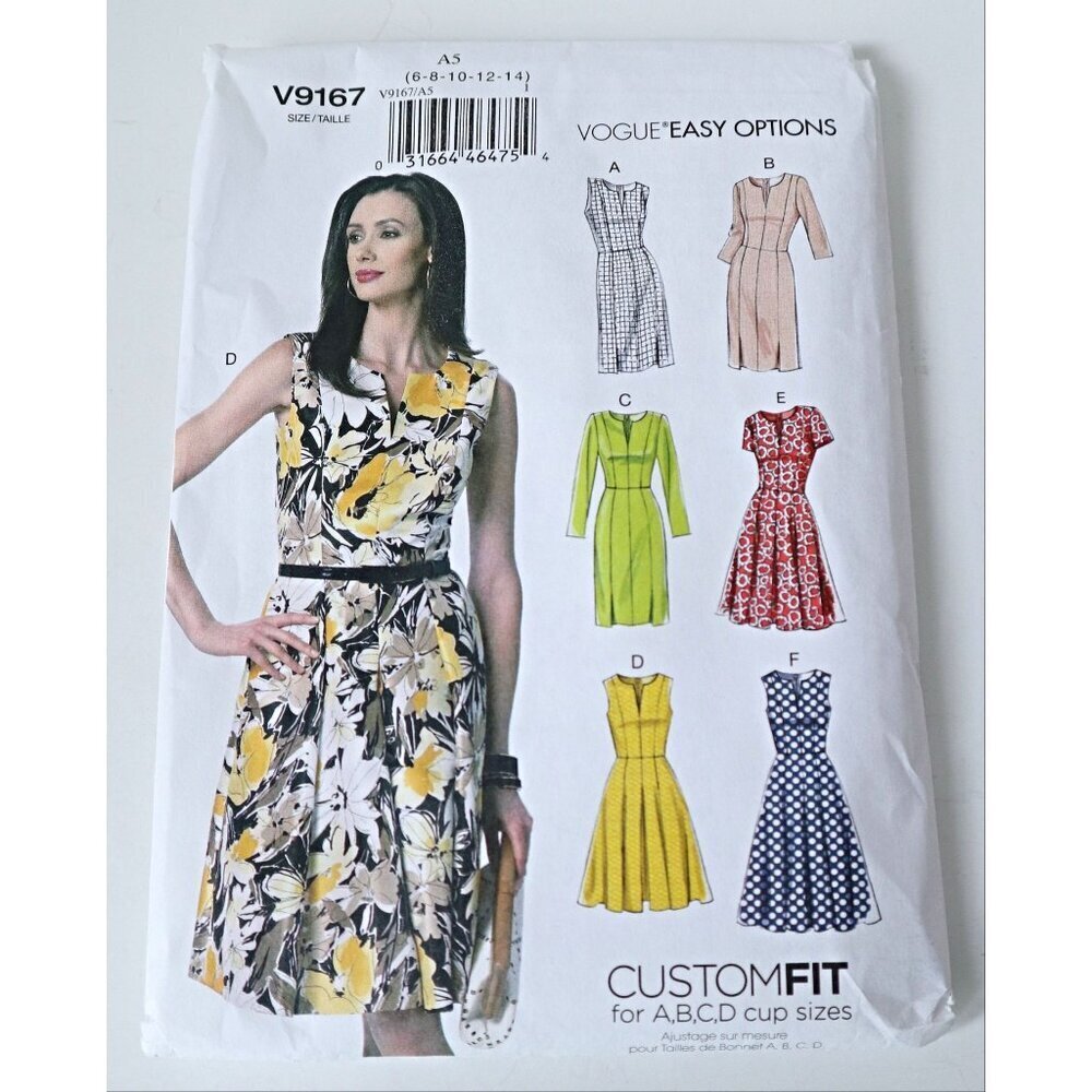 Vogue Easy Options V9167 Dress Sewing Pattern 9167 UNCUT Size 6, 8, 10, 12, 14
